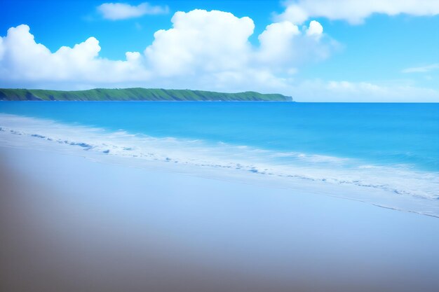 empty beach sea ocean with white cloud on blue sky background