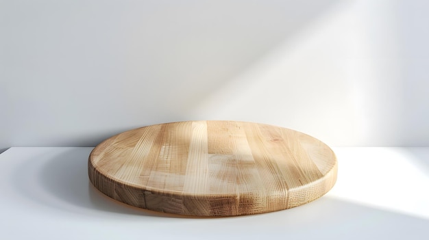 Empty beautiful round wood table top counter on interior in clean and bright with Generative AI