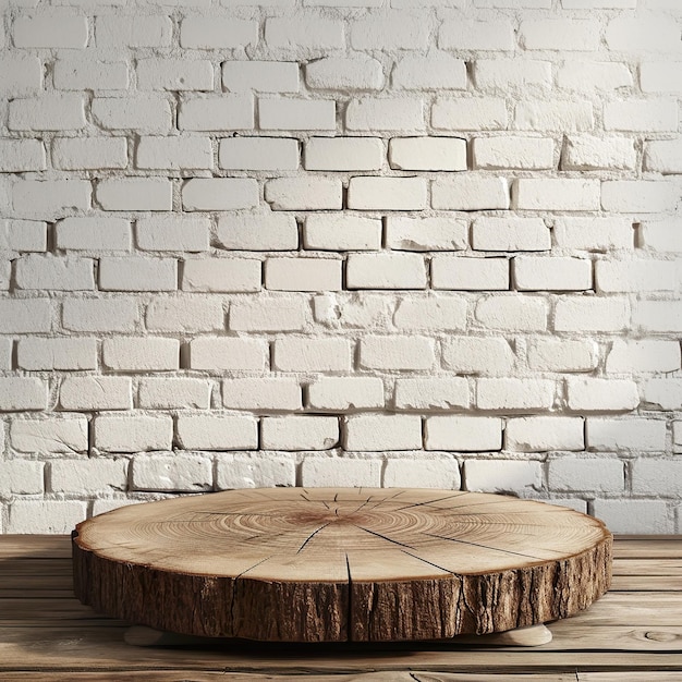 Empty beautiful round wood tabletop counter on interior in clean and bright kitchen background