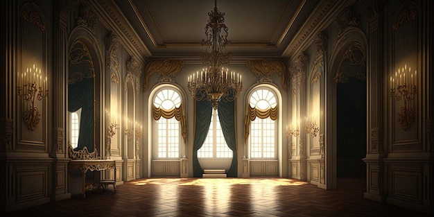 Empty big palace room luxurious room with natural lights