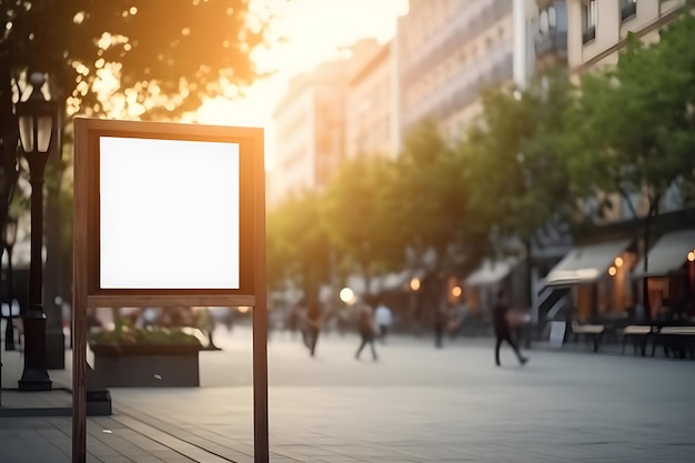 an empty billboard on the sidewalk near the roadside