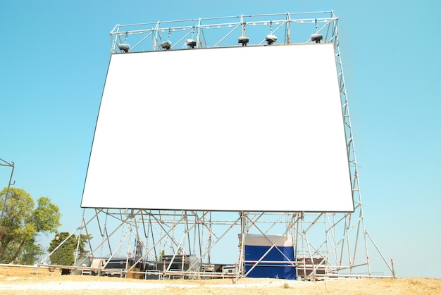 Empty billboard with the blue sky background