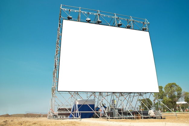 Empty billboard with the blue sky background