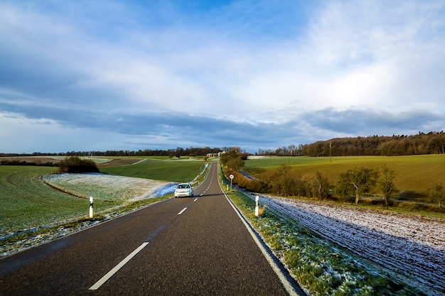 Empty black asphalt road