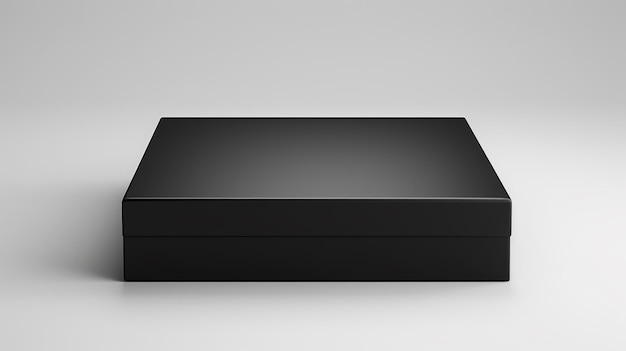 empty black box on a white surface with studio lights