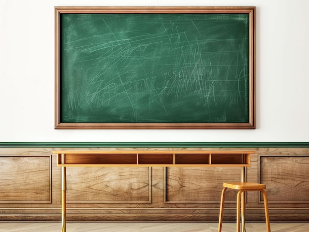 Empty black classroom chalkboard for mockup purposes with space for writing