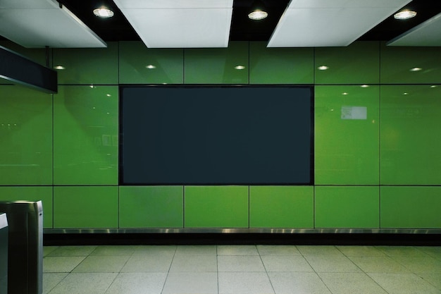 Empty black subway billboard front