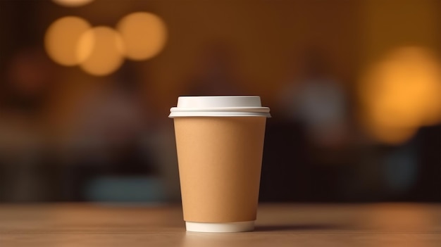 empty blank brown paper coffee cup mockup template