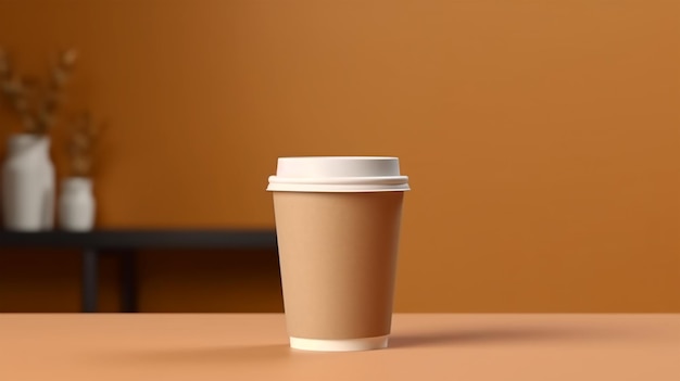 empty blank brown paper coffee cup mockup template