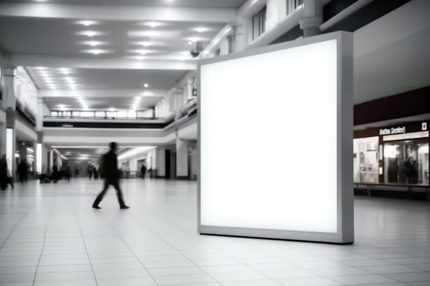 Empty blank white mockup signboard with copy space area for public shopping center mall or business