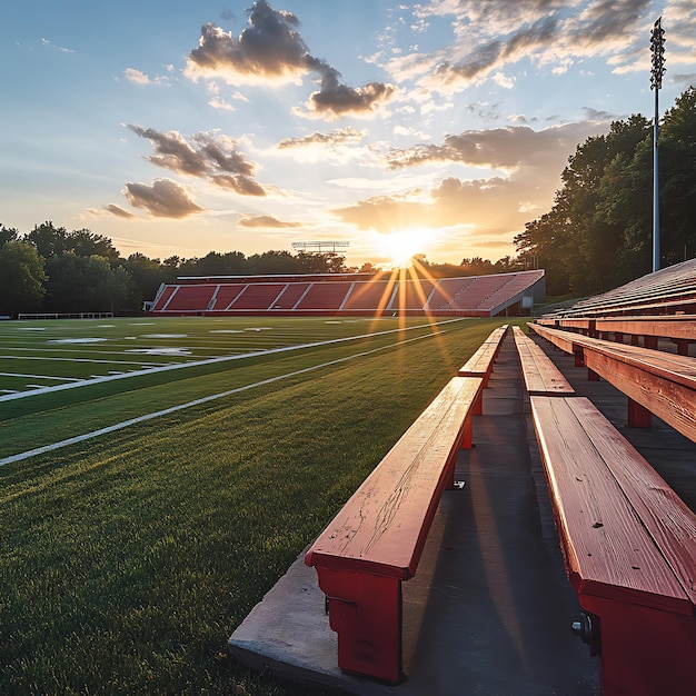 Empty Bleachers at Sunset