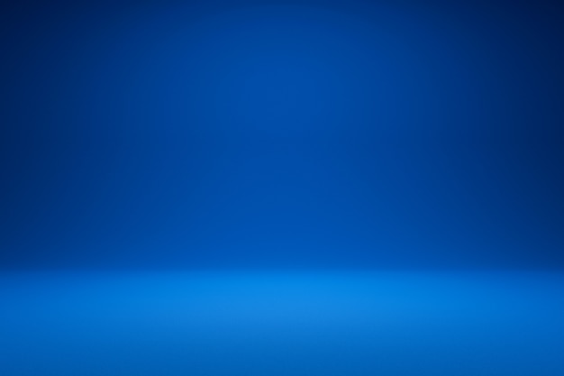 Empty blue background and spotlight. Realistic 3D render.