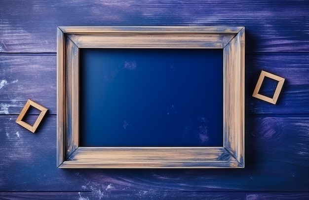 Empty blue frame mock up Generative ai image