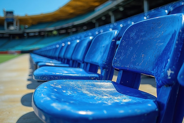 Photo empty blue stadium seats