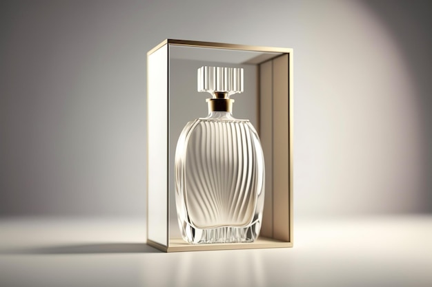 Empty bottle of perfume on white background close up Generative AI