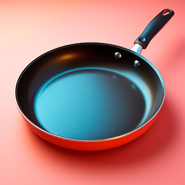 Photo empty bright frying pan on isolated background top view ai generated image