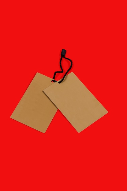 Empty brown cardboard tag with string