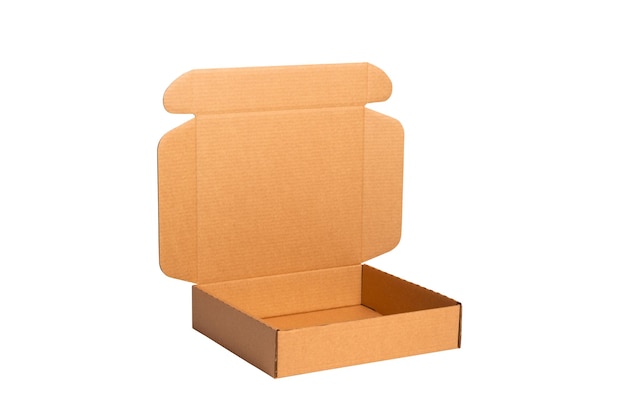 Empty brown carton cardboars box isolated