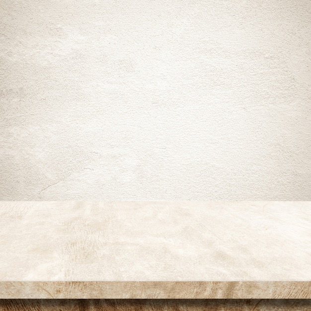 Empty brown cement table over brown wall background