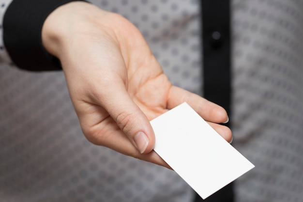 empty business card in a hand