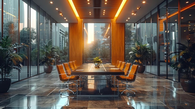 Empty business conference room interior