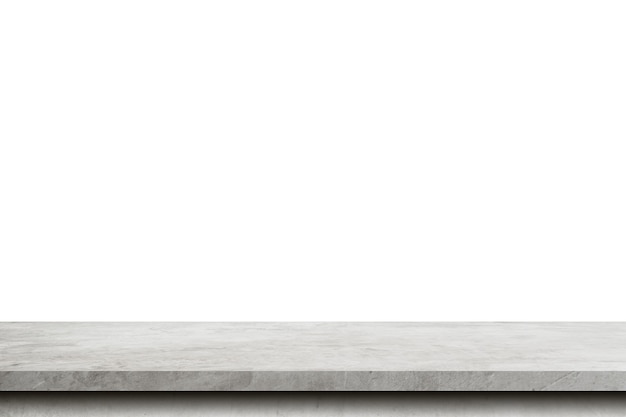 Empty cement table on isolated white background with copy space and display montage for product.