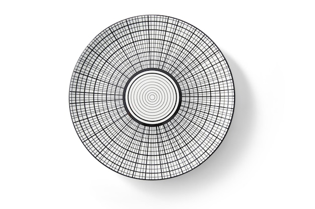 Empty ceramic round pattern design plate isolated on white background with clipping path