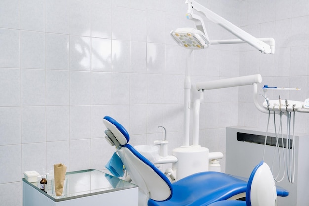 An empty chair in the dentist's office Empty dentist's office