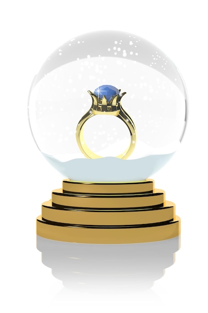 Empty Christmas snow globe on white background