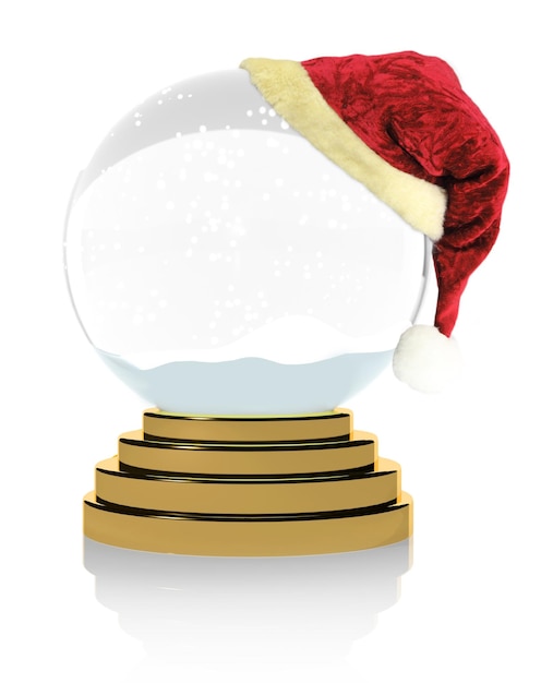 Empty Christmas snow globe on white background