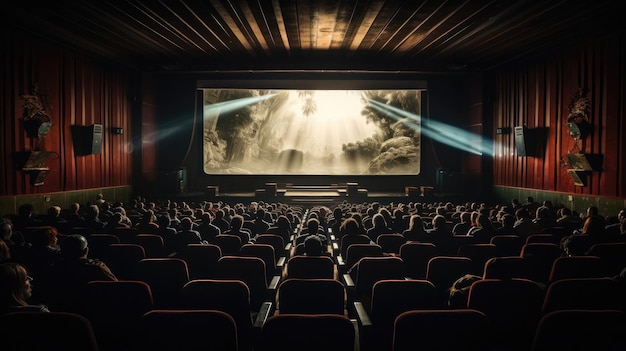 Empty cinema screen with audience