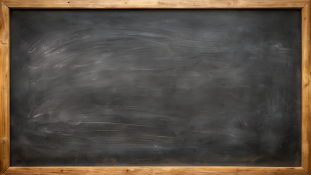 Empty Classroom Blackboard with Wooden Frame