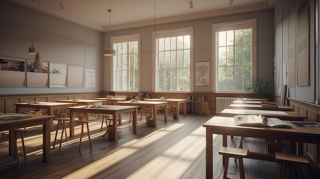 Empty classroom due to coronavirus pandemic