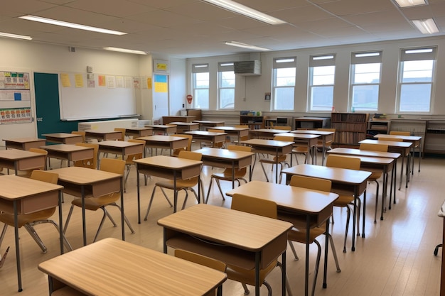 Empty classroom and exam hall