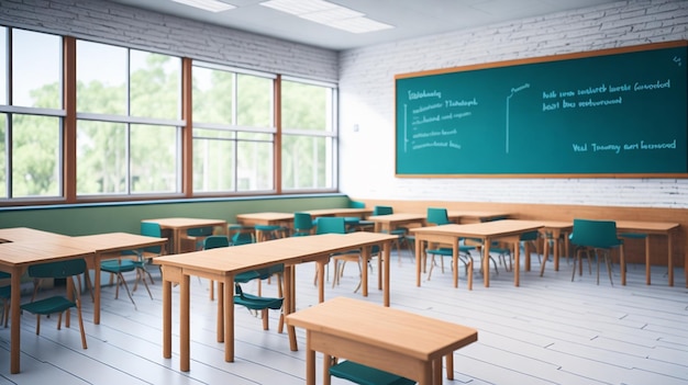 Empty classroom interior school or college class ai generative