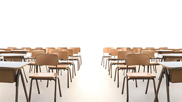 Photo empty classroom isolated on white background studio photography