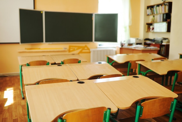 Empty classroom without people.