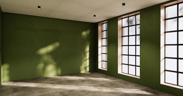 Empty Clean green modern room japanese style3D rendering