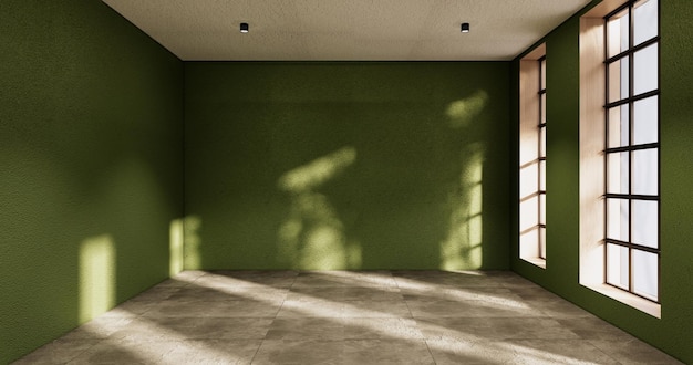 Empty Clean green modern room japanese style3D rendering