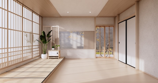 Empty - Clean modern room japanese style.3D rendering