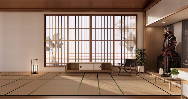 Empty - Clean modern room japanese style.3D rendering