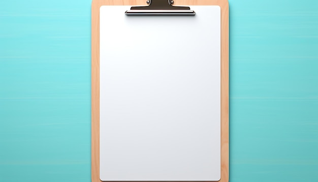 Photo empty clipboard mock up on wooden simple white clip board blank