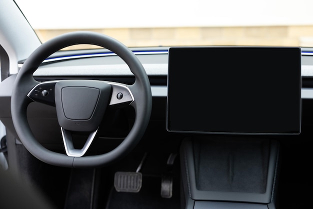 Empty cockpit electric vehicle Head Up Display and digital speedometer Steering wheel