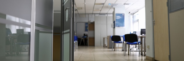 Empty company office in time of coronavirus quarantine close-up