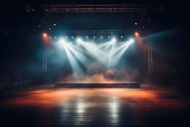 Empty concert stage spotlight illuminated entertainment