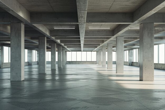 Photo empty concrete floor and ceiling in car park with large open space