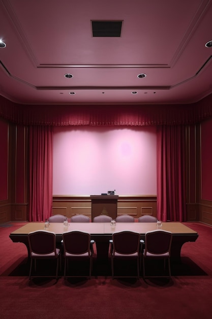 Empty conference room with presentation screen created with generative ai