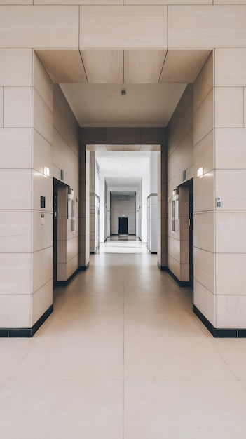 Photo empty corridor in interior of entrance hall of modern apartments