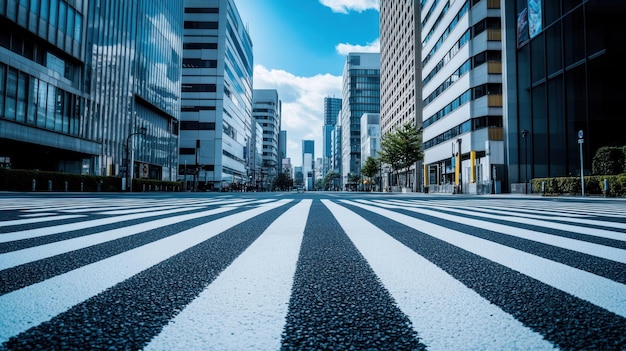 Empty Crosswalk in Modern Cityscape