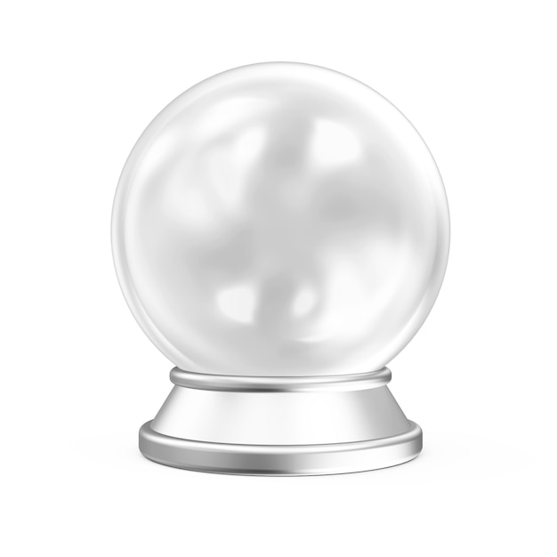 Empty crystal ball with silver stand